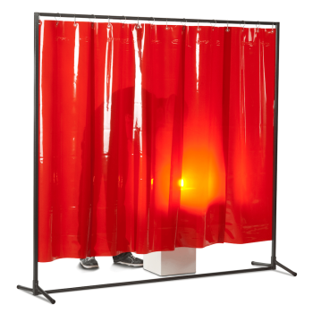 Stellwand Schutzwand VIPER 2000 mit Lamellenvorhang aus 470 x 0,4 mm Lamellen Orange